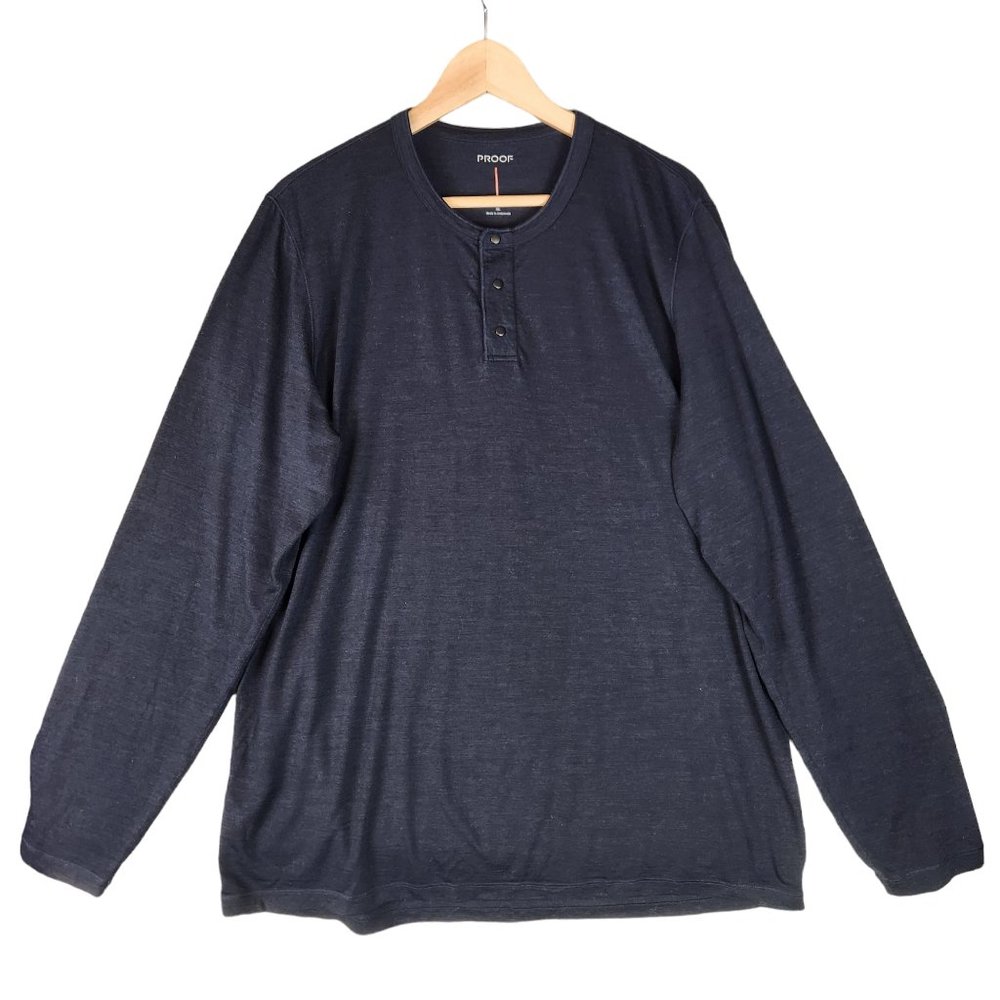 COPY - Proof Merino Wool 72 Hour Henley T-Shirt - Huckberry - Navy Blue Long Sl…